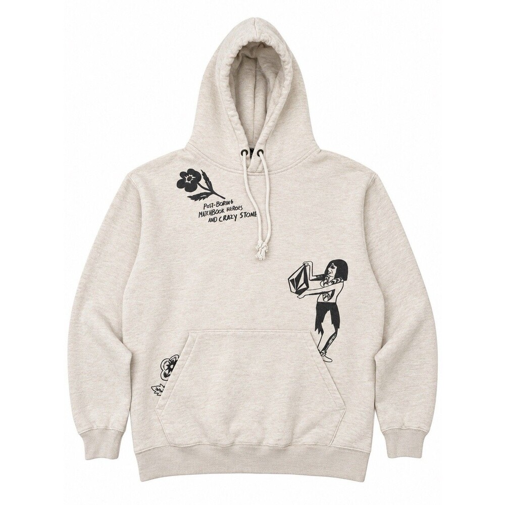 Volcom Bob Mollema Flowers of Hope Hoodie Men’s L Oatmeal Graphic Skater
